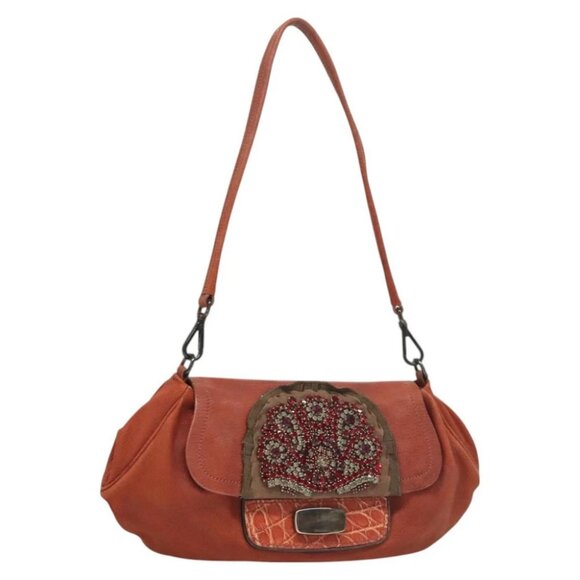 PRADA Shoulder Bag Leather Red Auth KD264 - Picture 1 of 15
